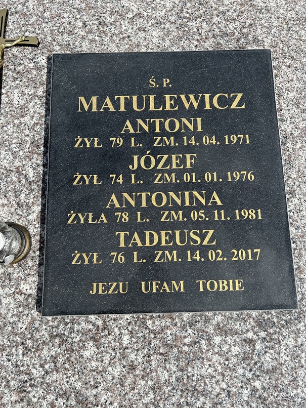 Tadeusz MATULEWICZ 1941 Ełk - Grobonet - Wyszukiwarka osób pochowanych