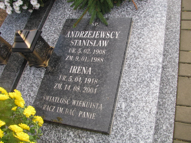 Irena ANDRZEJEWSKA 1918 Ełk - Grobonet - Wyszukiwarka osób pochowanych