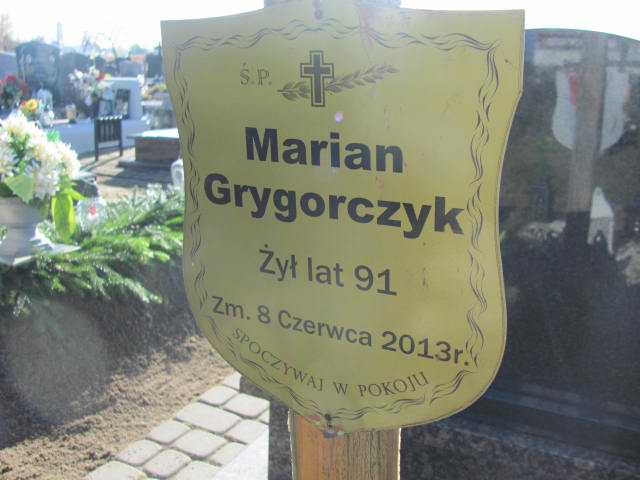 Marian Mieczysław GRYGORCZYK 1922 Ełk - Grobonet - Wyszukiwarka osób pochowanych
