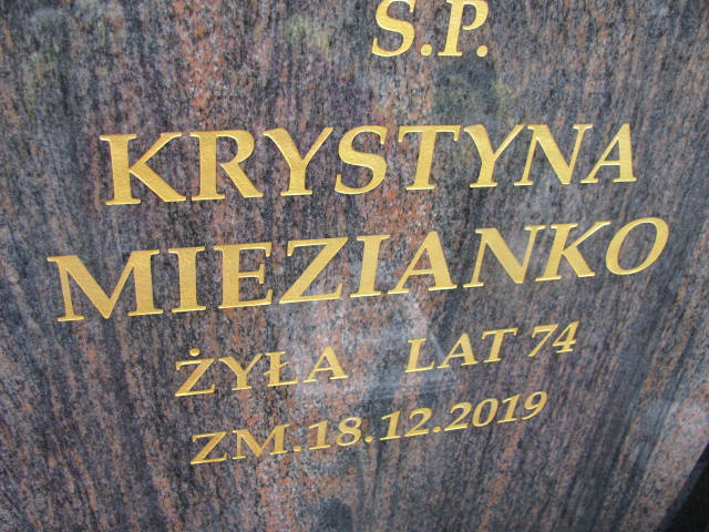 Krystyna MIEZIANKO 1945 Ełk - Grobonet - Wyszukiwarka osób pochowanych